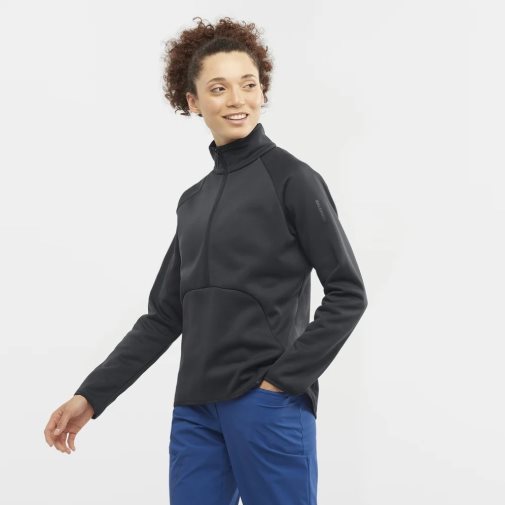 Dámské Bundy Salomon Essential Warm Half Zip Černé | CZ 23CTKEL